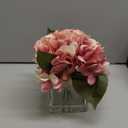 Pink Artificial Flowers in Vase - Hydrangea, Peony, Rose Silk Floral Arrangements for Home Office Table Shelf Decor