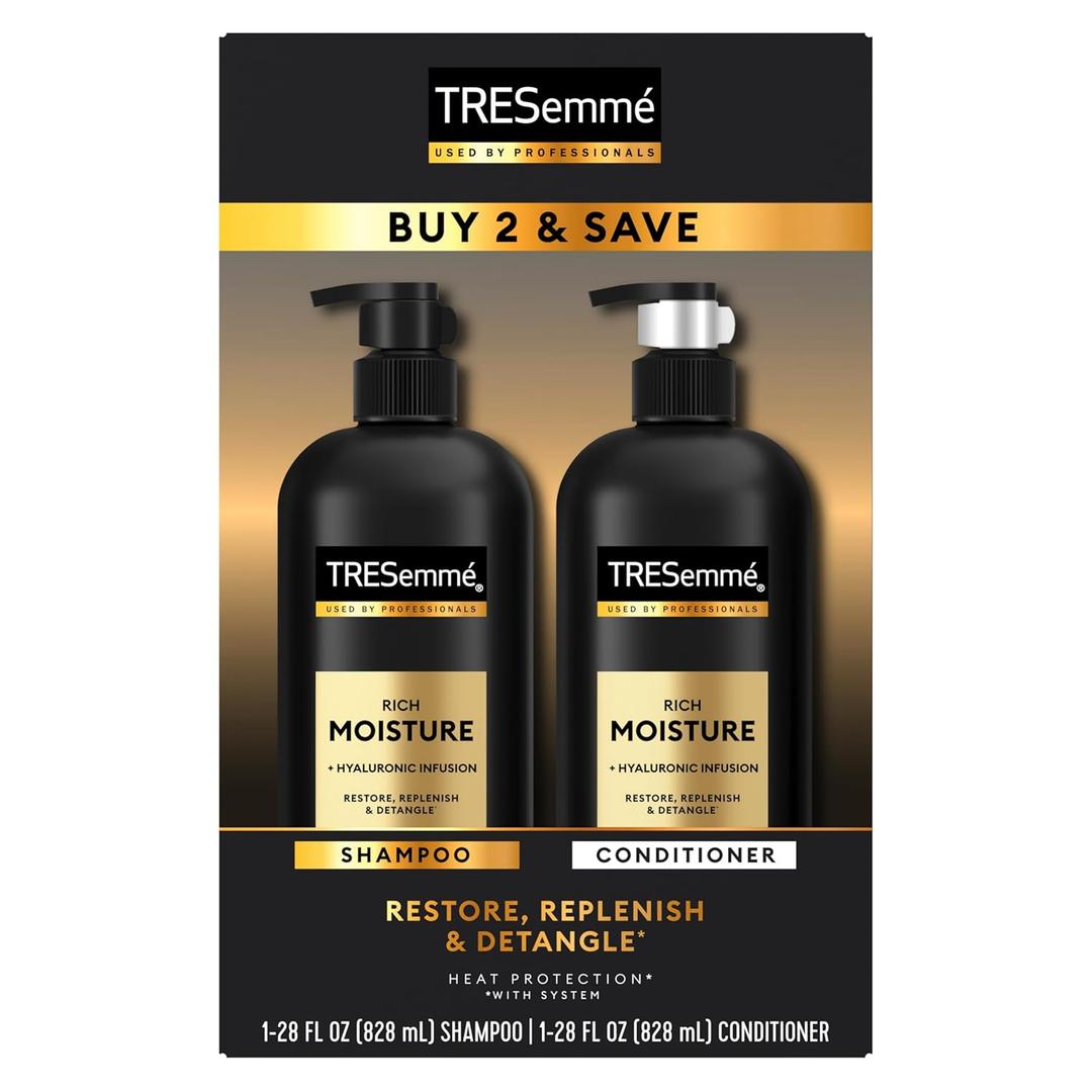 TRESemm Rich Moisture Shampoo and Conditioner 2 Count Rich Moisture for Dry Hair Formulated With Vitamin E and Biotin 28 oz