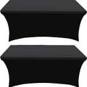 Banquet Tables Pro 6 ft Black 2 Pack Stretch Tight Fit Spandex Rectangular Folding Tablecover for 30Wx72Lx30H Folding Patio Tables, Banquet,Party