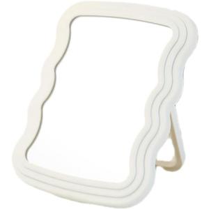 White Wave Foldable Makeup Mirror - Minimalist Desktop Vanity Mirror, Modern Decor for Any Space, Bathroom, Bedroom, Office (7.8"x5.5")