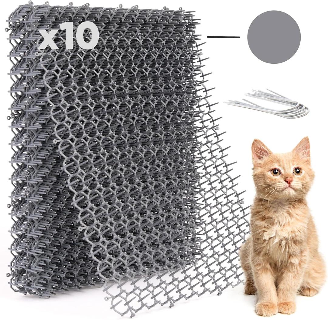 Petfolio 10 Pack Extra Large Cat Scat Mat for Cats - Cat Spike Mat 16.5 x 13.4 Inch with 1 Inch Spikes is Perfect to Keep Cats Away Indoor and Outdoor