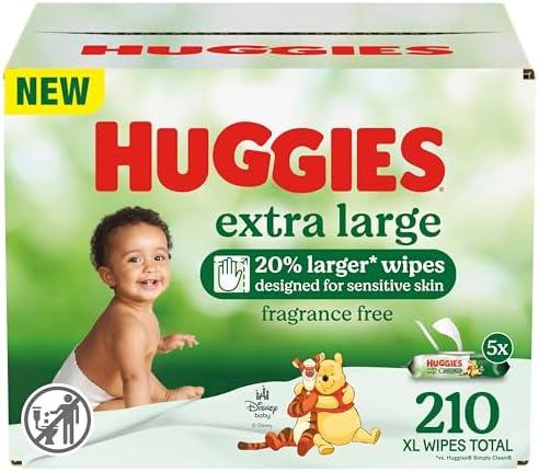 Huggies Extra Large Baby Wipes, Unscented, 5 Flip-Top Packs, 210 XL Wipes Total Huggies Extra Large Baby Wipes, Unscented, 5 Flip-Top Packs, 210 XL Wipes Total