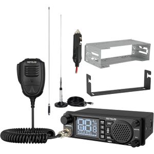 Retevis MB4 DIN Mount CB Radio Kit, NRC Noise Canceling Mobile Radio, Front Facing Speaker, PA, Cigarette Lighter, 40-Channel AM/FM, Long Range CB Radio with Antenna for Trucker Off Road Emergency
