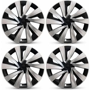 Tesla Model Y Juniper 19 Inch Wheel Covers 4PCS, Hubcaps with Rim Protectors for 2025 2026 Model Y Juniper Accessories, Matte Black Clip-On Wheel Caps Replacement, Not for 2021-2024 Model Y