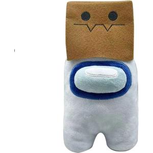 Just Toys AmongUs Halloween Plush  7 White Crewmate w/Paper Bag Hood, Soft Squeezable, Officially Licensed