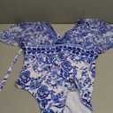 Floerns Women's Plus Size One Piece Swimsuit Floral Print Halter Tie Back Short Sleeve Beachwear (XL)