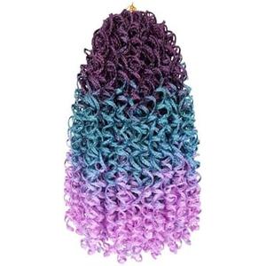 3 Packs of 55-Inch Wavy Small Box Braids Crochet Hair, Knots, Curls, and Waves with ZiZi Braids, Synthetic Hand Crochet Extensions, 14 Strands/Pack Ideal for Black Women(Purple/Lake Blue/Light Purple)
