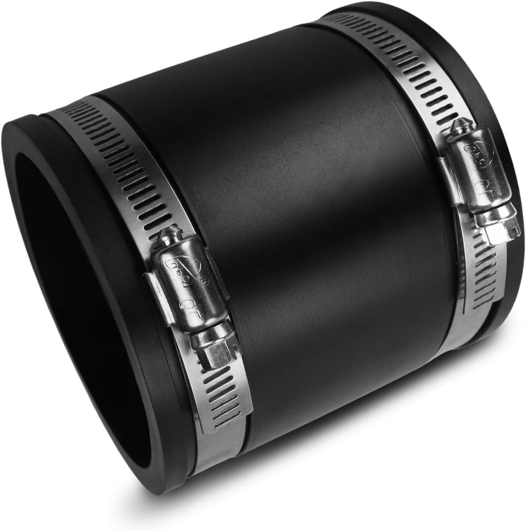 Flexible PVC Pipe Coupling with Rubber Hose Clamps for Flex Coupling 3 Inch Nominal Pipes Drain Repair, Dust Hose,Plumbing Connection,Cast Iron,Plastic Pipes Upgrade, PVC Condensate Pipe Coupler