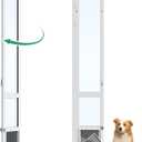 Eillion Medium Dog Door for Sliding Glass Doors, 91 7/ 16" to 96" Tall, 12.8" Wide, Aluminum Frame, Magnetic Seal, Perfect for Medium Pets Up to 40 lbs