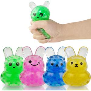 Anditoy 4 Pack Big Easter Bunny Squeeze Toys Stress Balls Stress Relief Toys for Easter Basket Stuffers Eggs Fillers Gifts Party Favors