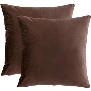 RainRoad Velvet Decorative Throw Pillow Covers Cushion Cover Pillow Case for Sofa Couch Bed Chair,Soft Square Brown Throw Pillows 18x18 Inch,Set of 2