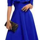 Bbonlinedress Womens Off The Shoulder Cocktail Dress, Formal Wedding Guest Prom Party Homecoming Graduation A-line Midi Dress (Medium)