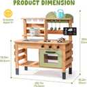 ROBUD Mud Kitchen for Kids Outdoor, Wooden Kids Mud Kitchen with Removable Sink, Planting Cup, Oven, Chalkboard, Utensils & Storage, Green Outdoor Play Kitchen for Ages 3+