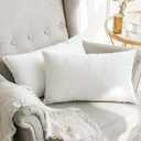 MIULEE Pack of 2 Velvet Soft Solid Decorative Square Throw Pillow Covers Set Christmas Cushion Case for Spring Couch Sofa Bedroom Car 12x20 Inch 30x50 cm Pure White