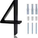 Modern House Numbers - 5 Inch Floating House Numbers With Nail Kit And Instructions Easy To Install, High Gloss Black Number 4