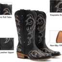 DREAM PAIRS Women's Cowboy Boots Mid Calf Cowgirl Boots Square Toe Chunky Heel Embroidery Stitched Western Boots, Size 7.5