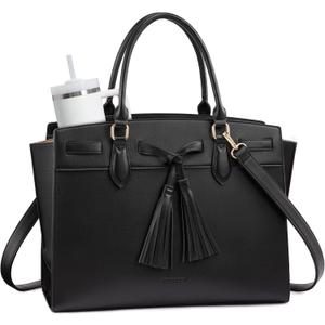 LOVEVOOK Laptop Bag for Women,Work Tote Bag with Large Cup Holder,Leather Computer Bag Teacher Bag Handbag Gifts for Women (17.3 Inch)