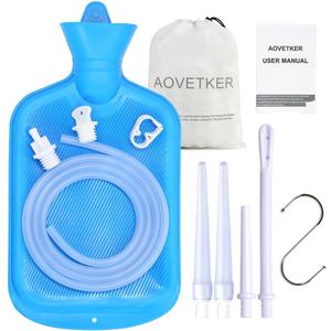 Enema Bag Kit for Women & Men, Colon Cleanse Enema Bag 2L with 4 Tips & Flow Control Clamp, 5ft Hose, Hook, Storage Bag
