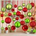 36 Pcs Christmas Balls Ornaments for Ceiling, 1.6'' 2.4'' 3.2'' Large Big Shatterproof Christmas Hanging Decorations Balls for Tree Xmas Holiday Party Indoor(Red, Emerald Green)