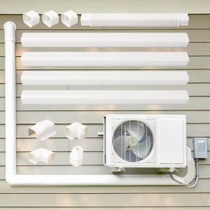 3" W 15.5Ft L Mini Split AC Line Cover Kit Decorative PVC Tubing Pipe Cover Set for Center Air Conditioner&Heat Pumps System