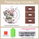 AiYuanzsh 3D Diamond Art Tabletop Perpetual Calendar Kit, DIY Wooden Desktop Ornament with Cute Cat Design, Sparkling Diamond Painting Desk Decoration Gift for Home & Office