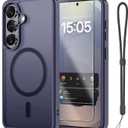 Janmitta Magnetic for Samsung Galaxy S26 Ultra/S25 Ultra Case,with Screen Protector+Wrist Strap,Compatible with MagSafe,Shockproof Slim Translucent Matte Phone Cover,Dark Purple