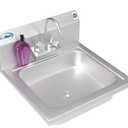 KoolMore Stainless Steel NSF Commercial Hand Sink with Goosneck Faucet 17" x 15" - Wall Mount Hand Wash Sink, Silver (SH17-4GNF)