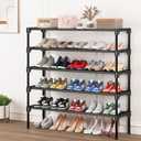 Long Shoe Rack-Shoe Organizer 5 Tier Shoe Rack for Closet Front Door Entryway Garage, Stackable Free Standing and Freely Combinable Shoe Storage, Space Saving Small Shoe Shelves.