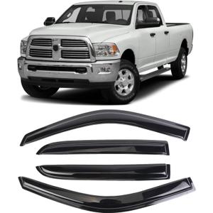 Window Visors Deflectors Tape-On for Trucks 2009-2014 DOD-ge RAM 1500/2500/3500, Rain Guards, Window Visors for Cars, Vent Shade Guard 4 pcs Window Deflectors