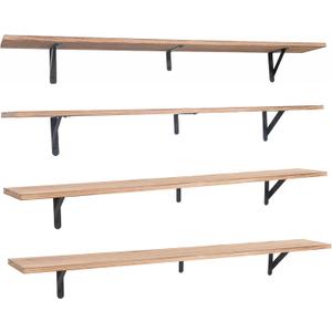Long Wall Shelf,Large Floating Shelves for Wall,Wood Floating Bookshelves Hanging,Book Storage Display for Living Room Bedroom Office Bathroom Decor,4 Pack,57 Inch,Carbonized Black