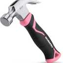 WORKPRO 8 oz Claw Hammer with Fiberglass Handle, All Purpose Hammer with Forged Hardened Steel Head, Pink Ribbon