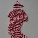 Red and White Striped Dog Halloween Costumes 2 Pcs Puppy Jumpsuit with Hat for Halloween Party (Red and White, XL)