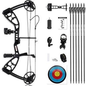 Archery Compounnd Bow Set Fully Adjustable for Adults and Teens,25.4"-32" Draw Length,30-70LBS Draw Weight,Up to 320 FPS,Limbs Made in USA 2025 New