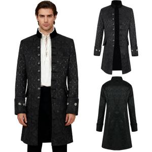 Mens Medieval Vintage Steampunk Jacket, Renaissance Gothic Steampunk Costume Tailcoat Men Pirate Coat for Cosplay  (X-Large, Black)