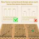 Horse Race Board Game, Portable Horse Racing Game with Rollable Cork Mat, 12 Solid Wooden Horses, 2 D12 & Cards, Travel Horse Game with Storage Bag, Travel Board Games for Family Nights Party Gifts