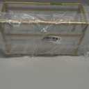 HighFree 24 Slots Glass Lipstick Organizer - Gold Vintage Transparent Display Box With Lid & Removable Dividers for Lip Gloss, 