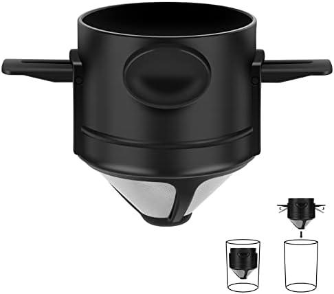 Yanyole Pour Over Coffee Maker,Portable Stainless Steel Reusable Coffee Filter, Mini Collapsible Paperless Single Serve 1 Cup Coffee Dripper Cup Easy To Clean For Travel Camping