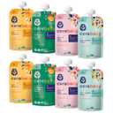 Cerebelly Organic Baby Food Pouches Variety Pack Organic Veggie Purees for Toddlers | No Added Sugar, Fiber, Non-GMO | Blended Toddler Pouches | 4 Ounce BPA-Free Pouch | 4 Flavors | 8 Count, BB Oct 2 2026