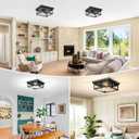 Kondras 2-Light Farmhouse Ceiling Light Fixture, Industrial Square Flush Mount Ceiling Light, Modern Black Metal Hallway Ceiling Lighting Fixture for Kitchen Entryway Living Room Bathroom Porch
