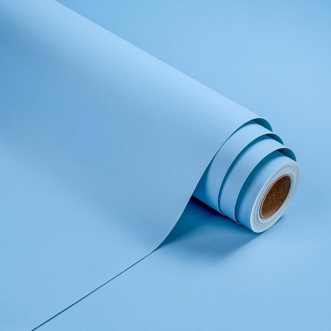 WRAPAHOLIC Kraft Baby Blue Wrapping Paper Roll - Mini Roll - 17 Inch x 33 Feet - Solid Color Baby Blue Wrapping Paper Perfect for Baby Shower, Boys Birthday, Wedding