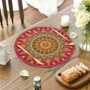 2 x Artoid Mode Red Mandala Round Placemats Set of 4,14 Inch Seasonal Spring Farmhouse Table Mats for Party Kitchen Dining Decoration