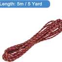 MECCANIXITY Twisted Cord Trim, 5 Yard 5mm 3-Ply Twine Braided Rope Shiny Thread String for Craft Gift Bag Curtain Christmas Decor, Burgundy & Gold - 5m