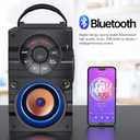 Portable Big Bluetooth Speakers with Light, Wireless with Subwoofer, FM Radio, LED Lights, EQ, Booming Bass, Bluetooth 4.2 Stereo Loud Outdoor/Indoor Retro, for Home, Camping, Travel, Black