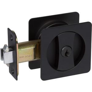 Delaney Hardware 370004 Black Contemporary Entrance Square Pocket Door Lock with Edge Pulls and Color Coded Indicators