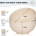 Wrova Wheat Straw Bowls Set 60 OZ, Unbreakable Large Beige Bowls Set of 6, Microwave & Dishwasher Safe Big Cereal Bowl for Picnic and Party BPA Free Salad Bowl for Serving Oatmeal and Popcorn (Beige)