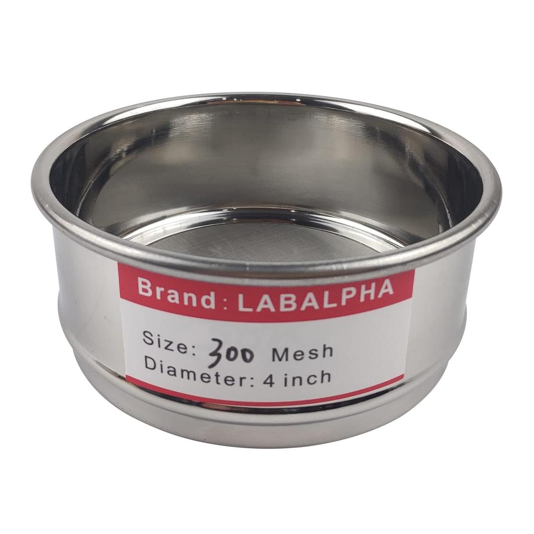 LABALPHA 300 Mesh Lab Sieves, Test Sieve #300 Mesh, 4'' Diameter, 304 Stainless Steel Wire Cloth (0.054mm)