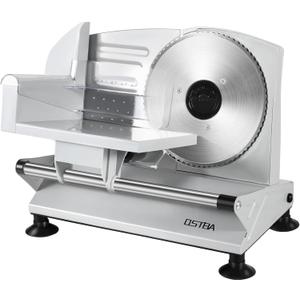 OSTBA Meat Slicer Machine for Home, Electric Deli Food Slicer with Removable 6.7 Stainless Steel Blades, 0-15mm Adjustable Thickness, Easy to Clean, 150W, Ideal for Cold Cuts, Cheese, Bread, Fruit