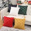 Christmas Pillow Covers 18x18 inch Set of 2,Christmas Pillows Tree White Faux Fur Throw Pillow Covers,Winter Holiday Farmhouse Cushion Case Decoration for Sofa Couch