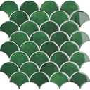 VEELIKE Emerald Green Peel and Stick Tile 12''x12'' 6 Sheets Fish Scale Peel and Stick Backsplash for Kitchen Wall Tiles Self Adhesive Waterproof Back Splash Stick on Tiles for Kitchen Bathroom Renter