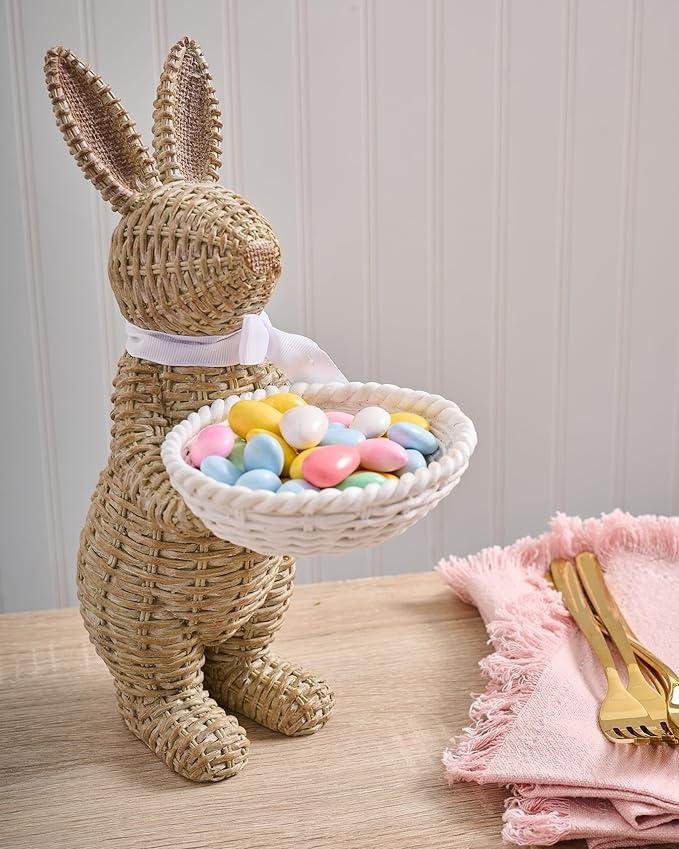 Mud Pie Easter Woven Resin Bunny Tray Sitter